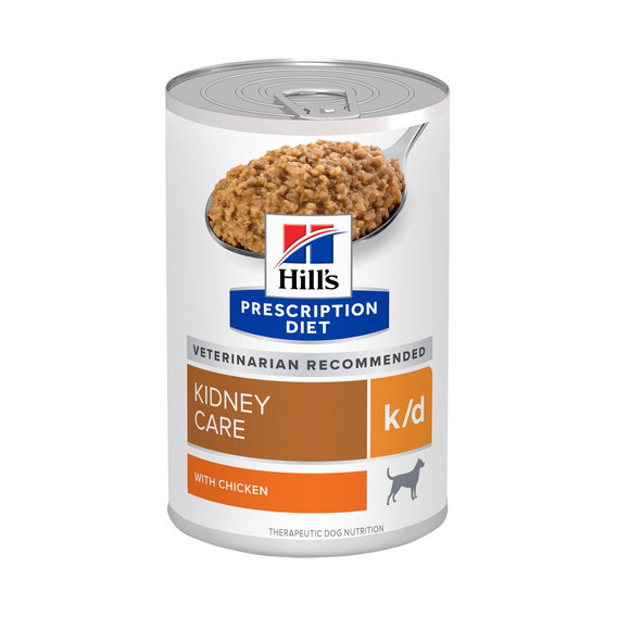 Alimento Hill's Prescription Diet Kidney Care Canine k/d para perro adulto sabor pollo en lata de 370g
