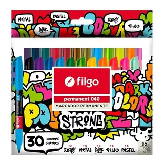 Marcadores Filgo Permanente Strong X 30 Metal Pastel Fluo