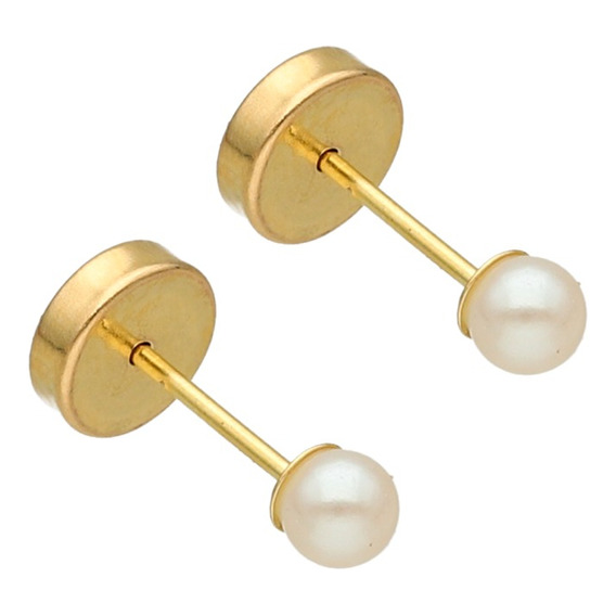 Aros Abridores Oro Lili 18k Perla 3mm Li-110c - En C