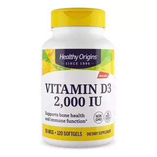 Vitamina D3 2.000ui 120 Softgels Importada - Healthy Origins