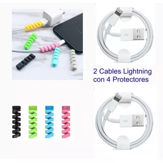 2 Cables Cargador Certificado Usb iPhone  Con Protectores