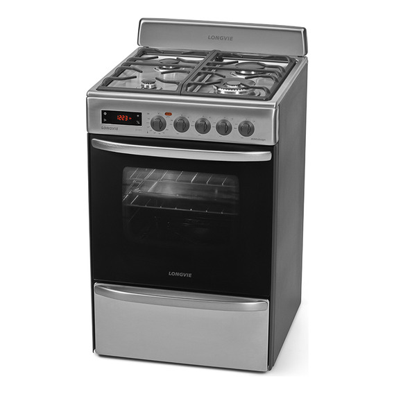 Cocina A Gas Longvie 21601xt 60cm Inox Grill Eléctrico Color Acero Inoxidable