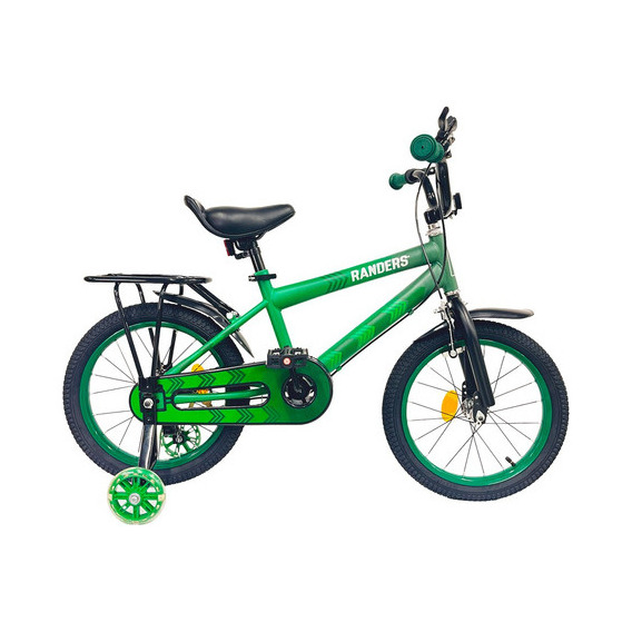 Bicicleta Infantil Randers Bke160 Rodado 16 Rueditas C/luces Color Verde Tamaño del cuadro 16