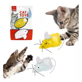 Juguete Interactivo Texturizado Para Gato De Raton Chico Color Amarillo/blanco