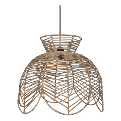Colgante Deco Moderno De Ratan 40x35 Natural Apto Led E27 