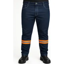 Calça Jeans Refletivo Masculina Trabalho Reforçada
