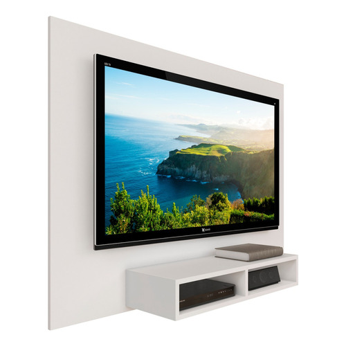 Rack Panel Para Tv De Pared Suspendido Mueble Living Color Blanco