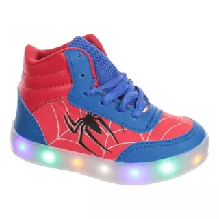 Tenis Sapato Com Luz Do Aranha Infantil Masculino Azul Verme