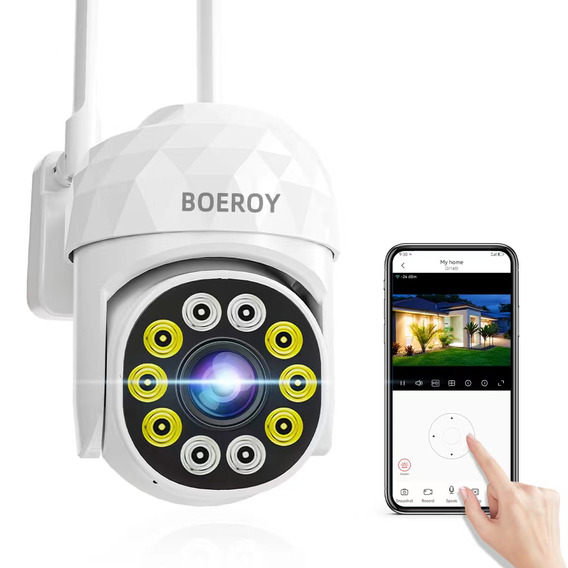 Cámara De Seguridad Wifi Exterior 1080p Con Led Iluminación  BOEROY MZB10 con resolución de 2MP visión nocturna incluida blanca
