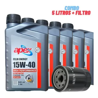 Aceite 15w40 Semi Sintetico Apex Pack 5lts + Filtro