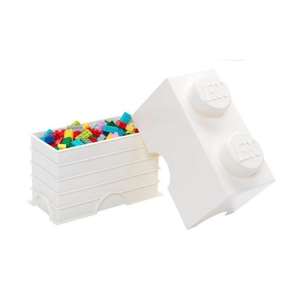 Lego Contenedor Canasto Apilable Organizador Storage Brick 2 Color White
