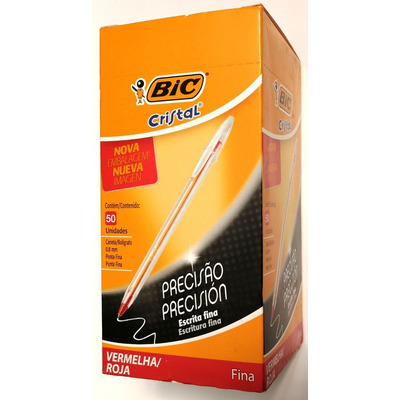 Caja 50 Lápiz Bic Cristal Rojo Punta Fina