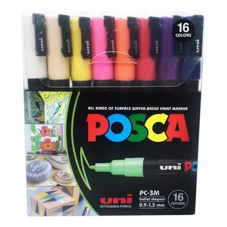 Marcadores Posca 3m Set 16 Colores Basicos