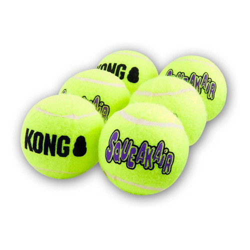 Kong Squeakair Balls Paquete 6 Pelotas Medianas Para Perro Color Amarillo