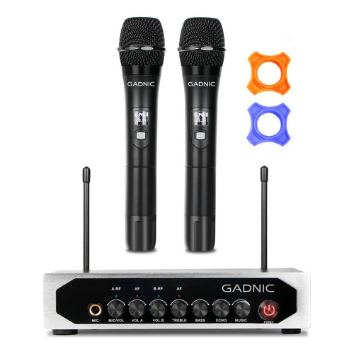 Set Microfonos Bluetooth Uhf Inalambricos Premium + Cables Color Negro
