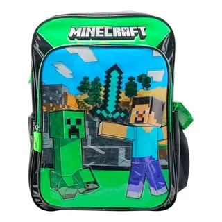 Mochila Espalda Minecraft 18 Pulgadas Cresko Mi108 Color Verde