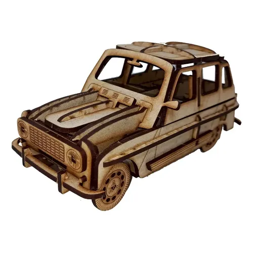 Rompecabezas 3D De Madera De Coche Todoterreno – Modelo DIY Con Puertas Que Se Abren Y Ruedas Giratorias Para Adultos