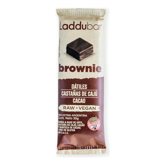 Barrita Laddubar Brownie Caju 30g Raw Vegana Sin Tacc Kosher