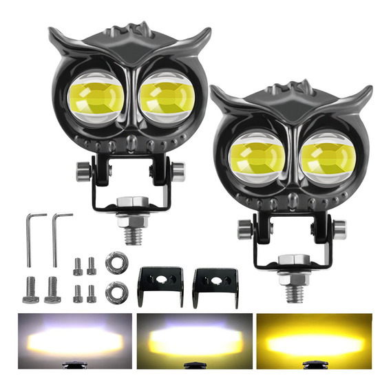 Par Faros De Lupa Led Auxiliar Luz Tres Color Auto Moto 80w