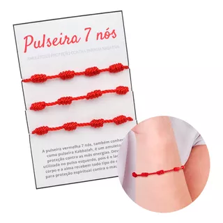 Kit 3 Pulseira Vermelha De Sete Nós Kabbalah P/afastar O Mal