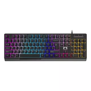 Teclado Gamer Ajazz Stk090 Qwerty Inglés Us Color Negro Con Luz Rgb