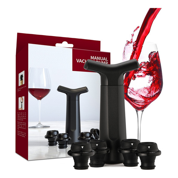 Tapón Para Vino Sellador Bomba De Vacío 4 Tapones Vinos Set