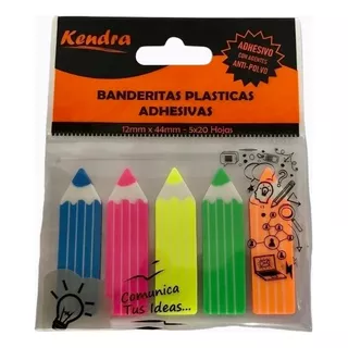 Banderitas Plasticas Adhesivas Lapiz Kendra 5 Colores