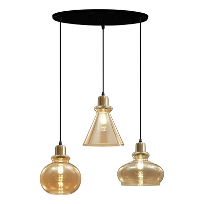 Colgante 3 Luces Vintage Bronce Dorado Base 48cm Apto E27