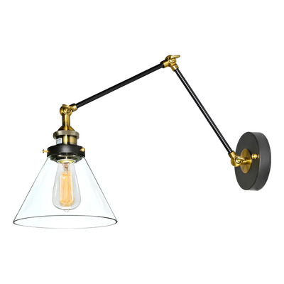 Aplique Moderno Deseo Doble Movimiento E27 Vidrio 15038 Negro Y Dorado