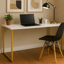 Escrivaninha Industrial 110cm  Mesa Estudo Aparador Pés Aço