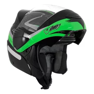 Capacete Para Moto  Escamoteável Pro Tork V-pro  Jet 2  Preto E Verde Jet 2 Tamanho 62 