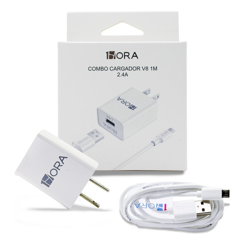 Cargador V8 Micro Usb Carga Rápida 2.4a 1hora Color Blanco