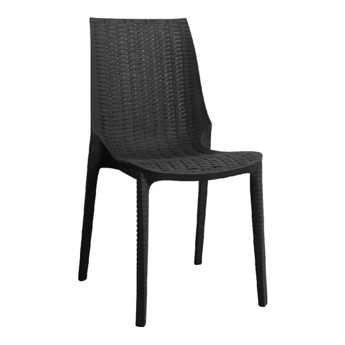 Silla Plástica Laury Harmony Simil Ratán Color Negro