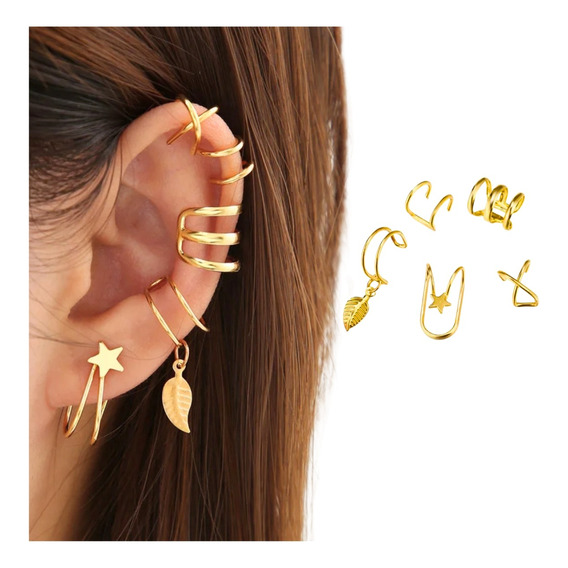 Aretes Mujer Ear Cuff Solitario Set Ear Cuff Estrella