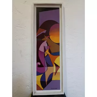 Cuadro Pintado A Mano Arilico Sobre Madera  22x65 Cm 