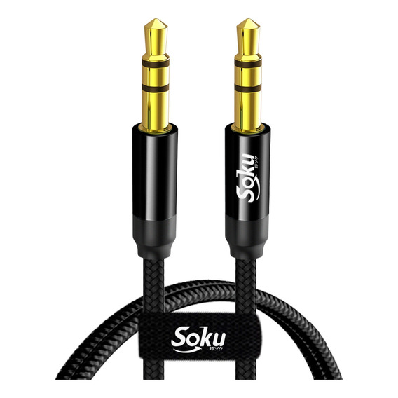 Cable Auxiliar Audio Jack 3.5mm A 3.5mm Macho Macho Rudo 24k Color Negro