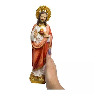 Estatua Sagrado Corazon De Jesus 31cm Imagen Italiana Gtia