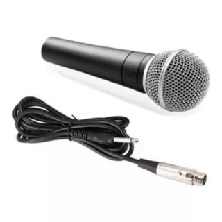 Microfone Com Fio Dinâmico Profissional Metal 5mts Sm-58 Cor Preto