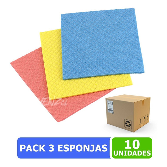 Paño Esponja 30 Unidades Ultra Absorbente Limpieza Biodegra