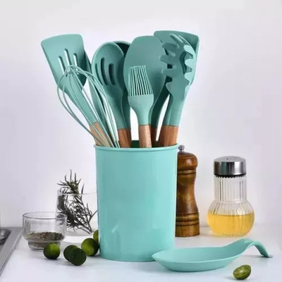 Set Utensilios 13 Piezas Silicona Mango Madera Vonne