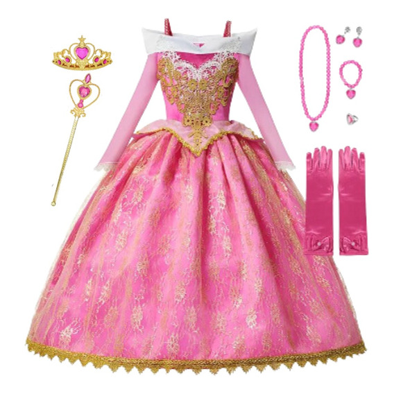 Disfraz Princesa Disney La Bella Durmiente Aurora +  Accesorios  Envío Gratis