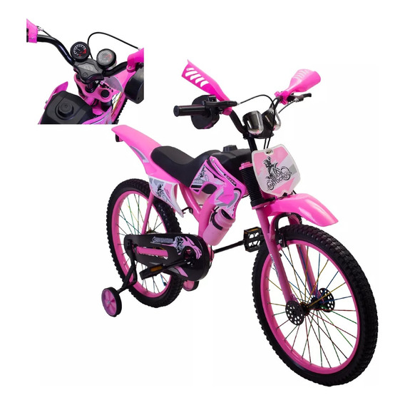 Bicicleta Entrenadora Niña Aeiou Rosa Rodado 16