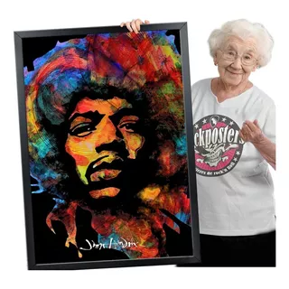 Quadro E Moldura Jimi Hendrix 84x60cm Escolha Sua Imagem A1