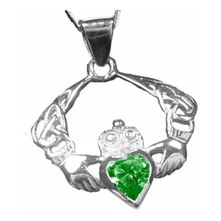 Dije Irlandes Celta Claddagh Plata 925 Esmeralda Celtic