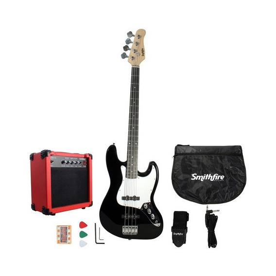 Smithfire JBS404PACK Paquete Completo Bajo Electrico Tipo Jazz Bass Black 