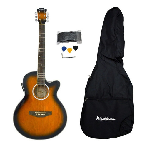Washburn Wa45cepak Tos Guitarra Electroacústico Diestro Color Sombreado Material del diapasón Madera