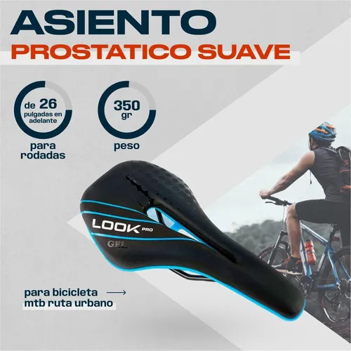 Asiento Para Bicicleta Prostatico Suave Mtb Ruta Urbano Color Azul