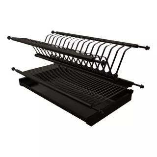 Locero Platero Escurridor Platos 100% Acero Inox 90cm Negro