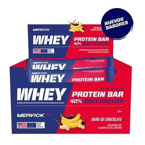 Mervick Protein Bar X12 65g C/u Sabor Banana Con Chocolate