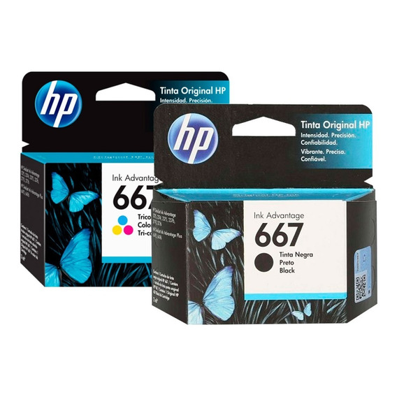 Set Tinta Hp 667 Original Negro+ Tricolor  2375 2775